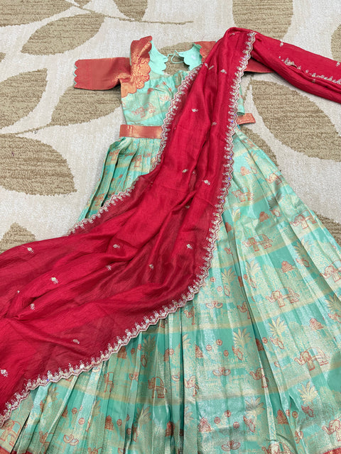 Teen Lehangas - Premium Kanchi Pattu Lehanga Set