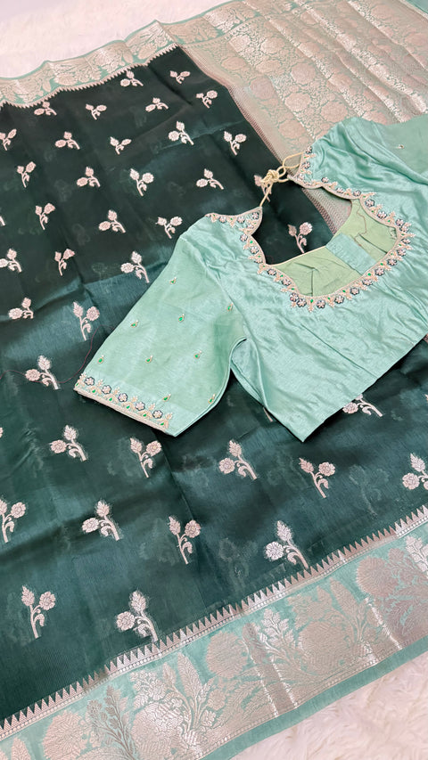 Green Mango Pattu Silk Saree