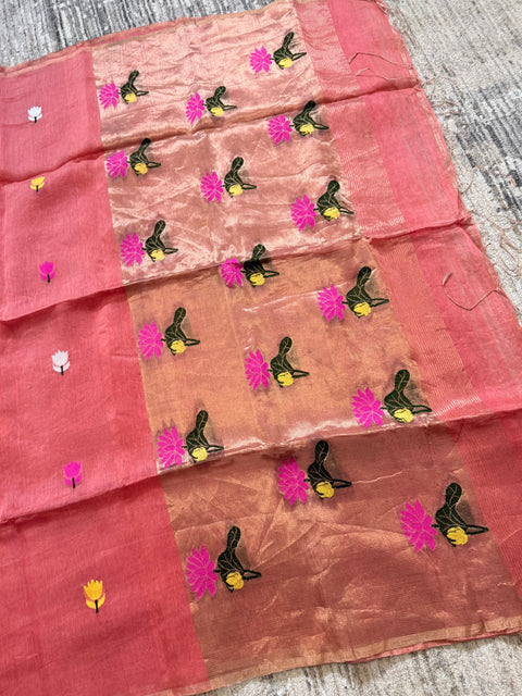 Pure Tissue Linen Saree