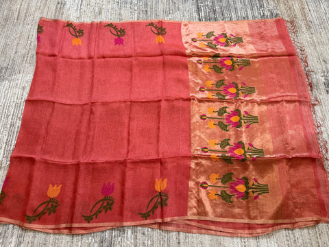 Pure Tissue Linen Saree