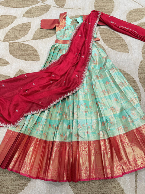 Teen Lehangas - Premium Kanchi Pattu Lehanga Set