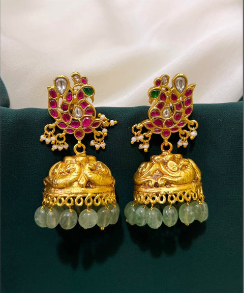 Pachi Kundan Jadau Nakshi Jhumka Earrings