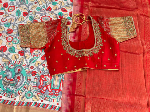 Pure Kanchipattu Kalamkari Saree