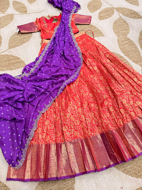 Teen Lehanga - Premium Kanchi Pattu Lehanga Set