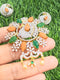 Pure 925 Silver Premium CZ, Coral and Jade Pendant and Studs