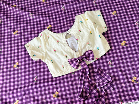 Mul Chanderi Checks saree with blouse