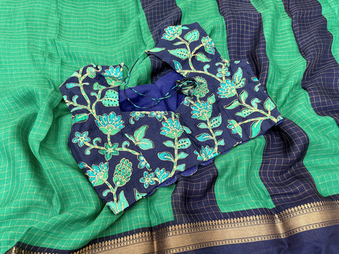 Georgette Saree with Kalamkari Blouse