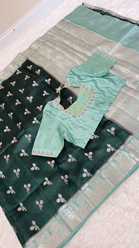 Green Mango Pattu Silk Saree