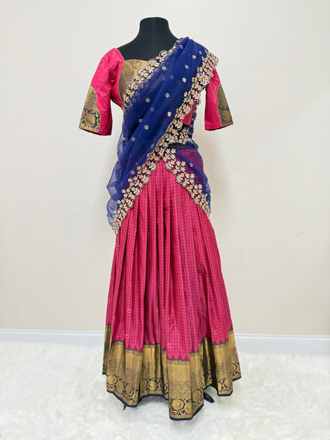 Teen/Adult Medium - Semi Gadwal Pattu Lehanga Set