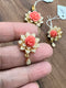 Pure 925 Silver Coral and CZ Pendant and Earrings Set..