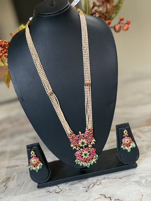 Pachi Kundan Jadau Rice Pearl Necklace