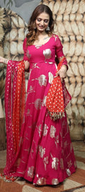 Georgette Jacquard Gown with Dupatta