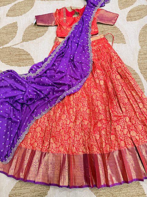 Teen Lehanga - Premium Kanchi Pattu Lehanga Set