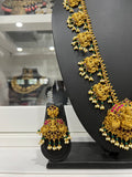 One Gram Gold Guttapusalu Lakshmi Necklace set