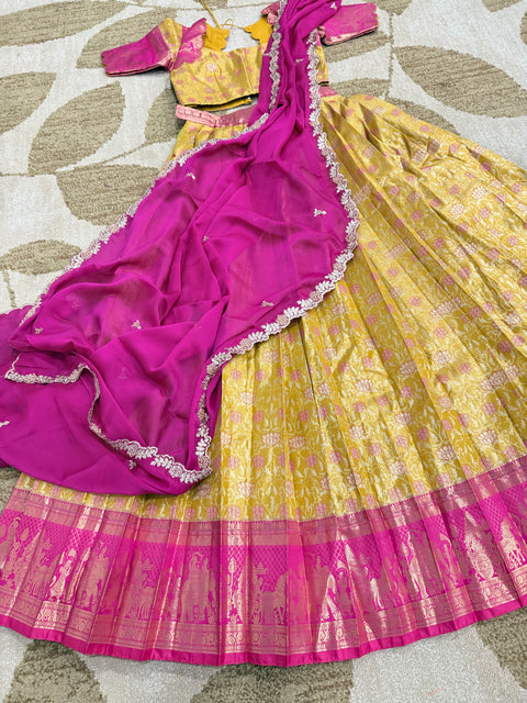 Teen Lehangas - Premium Kanchi Pattu Lehanga Set