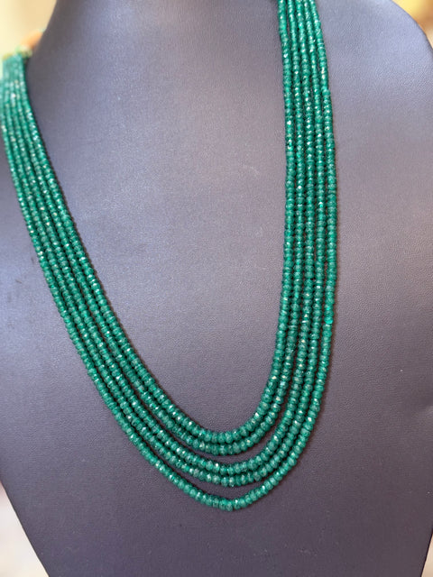 Natural Chatham Emerald Beads Mala