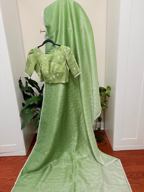 Crushed Chiffon Saree with Blouse