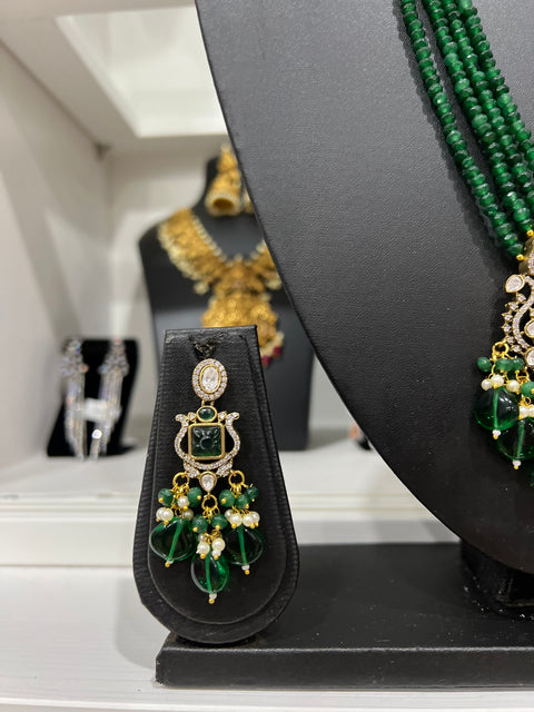Victorian CZ Beaded Necklace Set