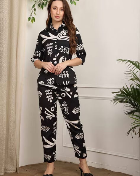 Women Crush Silk Printed 2-Piece Co-Ord Set