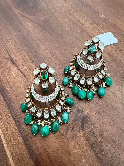 Pure 925 Silver Moissanite Chandbali Earrings