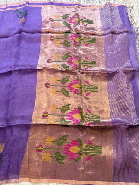 Pure Tissue Linen Saree