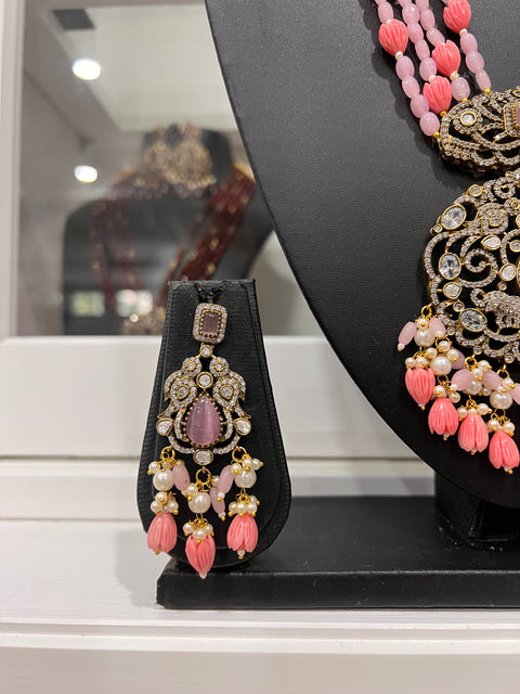 Victorian CZ Beaded Necklace Set