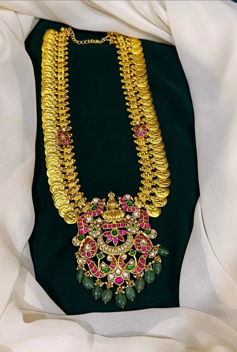 Pachi Kundan Jadau Kasu Necklace