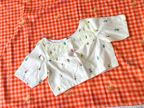 Mul Chanderi Checks saree with blouse