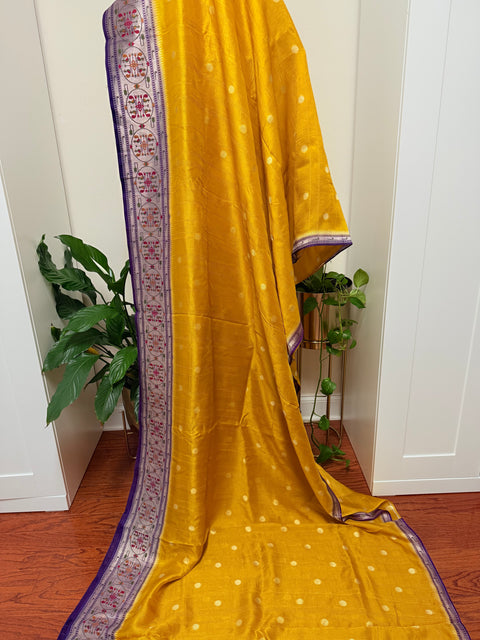 Warm silk saree with paithani border