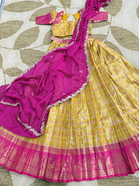 Teen Lehangas - Premium Kanchi Pattu Lehanga Set