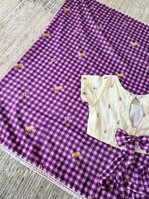 Mul Chanderi Checks saree with blouse