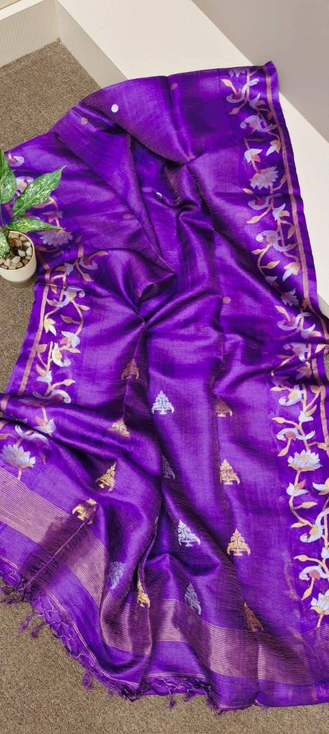 Pure Metallic Tussar Tissue Paithani Saree