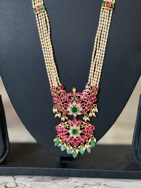 Pachi Kundan Jadau Rice Pearl Necklace