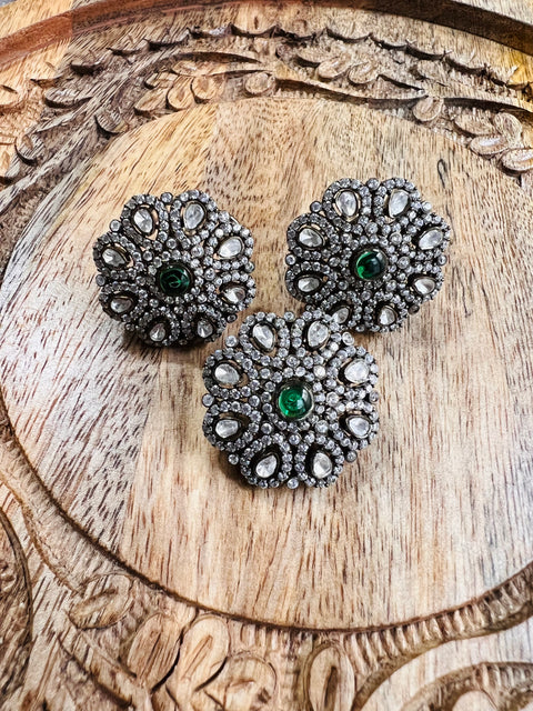 Pure 925 Silver Victorian Moissanite Pendant and Earrings