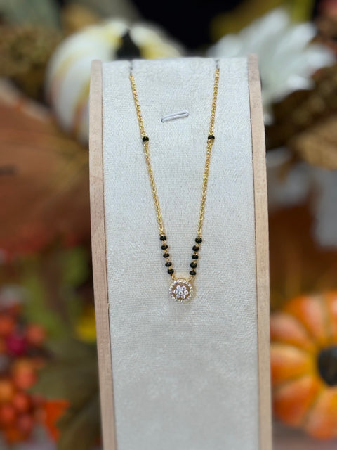 Pure 925 Silver CZ  Black Beads Necklace