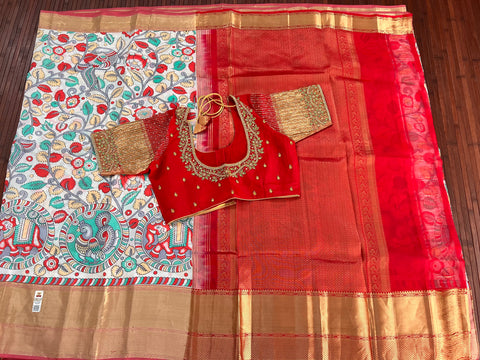 Pure Kanchipattu Kalamkari Saree