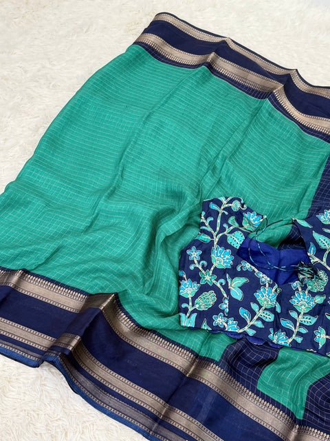 Georgette Saree with Kalamkari Blouse
