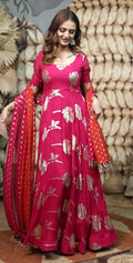 Georgette Jacquard Gown with Dupatta