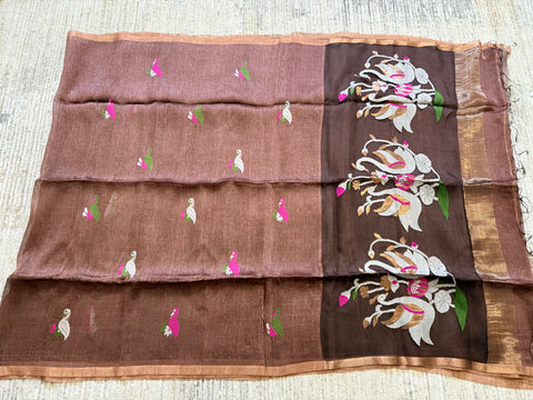 Pure Silk Linen Saree