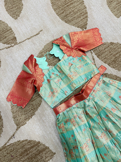 Teen Lehangas - Premium Kanchi Pattu Lehanga Set