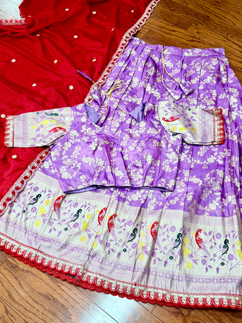 XXL - Tissue Paithani Brocade Lehanga Set