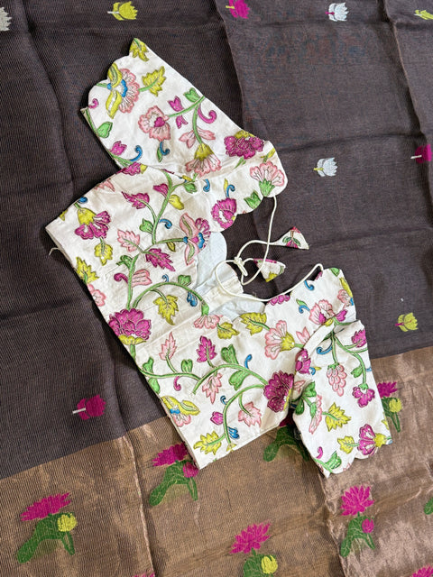 Pure Tissue Linen Saree