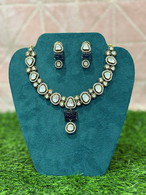 pure 925 Silver moissonite kundan Necklace