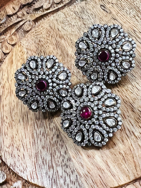 Pure 925 Silver Victorian Moissanite Pendant and Earrings