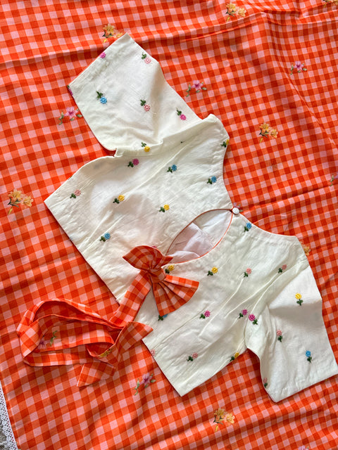 Mul Chanderi Checks saree with blouse