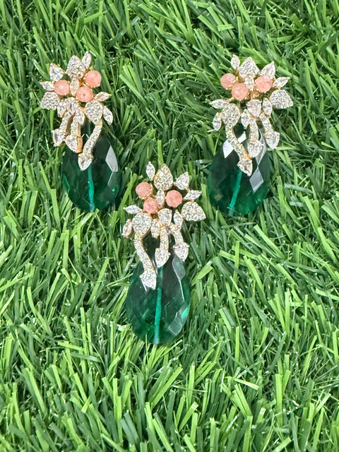 Pure 925 Silver CZ Pendant & Earrings Set