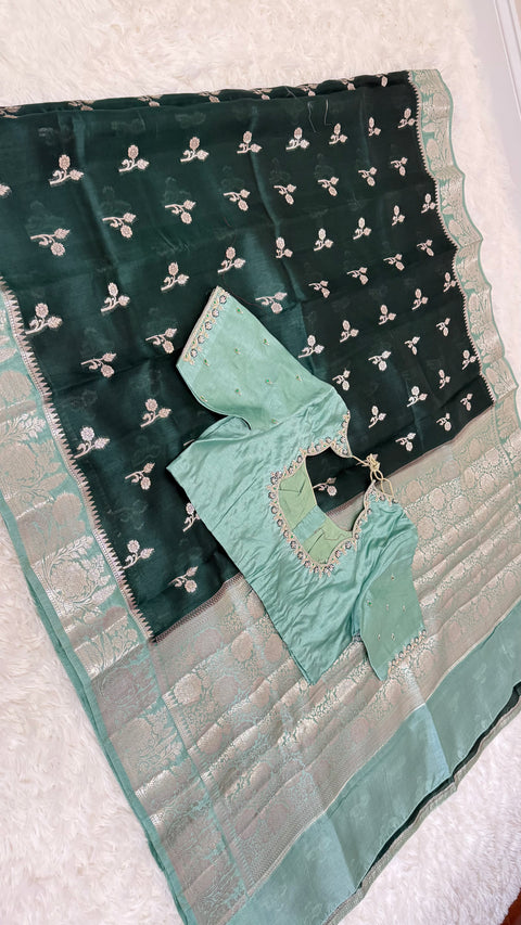 Green Mango Pattu Silk Saree