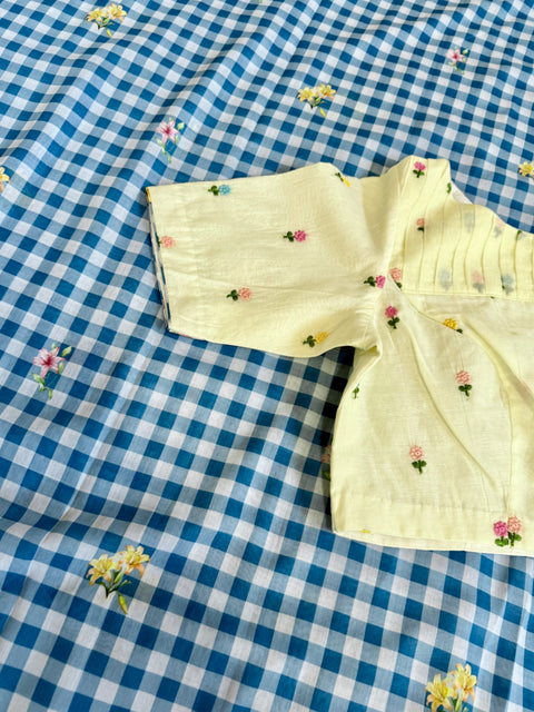 Mul Chanderi Checks saree with blouse