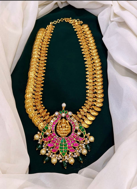 Pachi Kundan Jadau Kasu Necklace