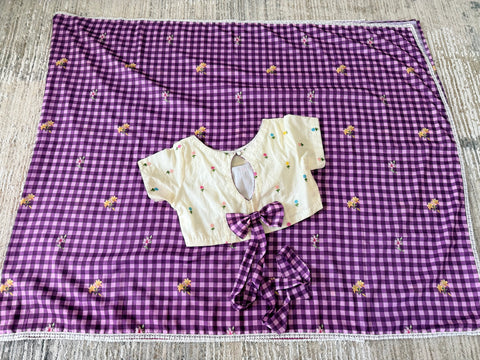 Mul Chanderi Checks saree with blouse